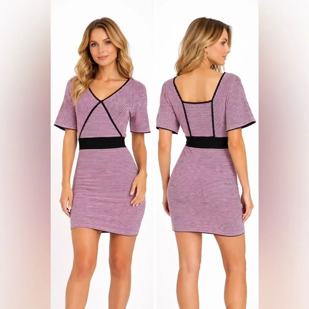 Versace Black and Pink Striped Dress, Size46(L)